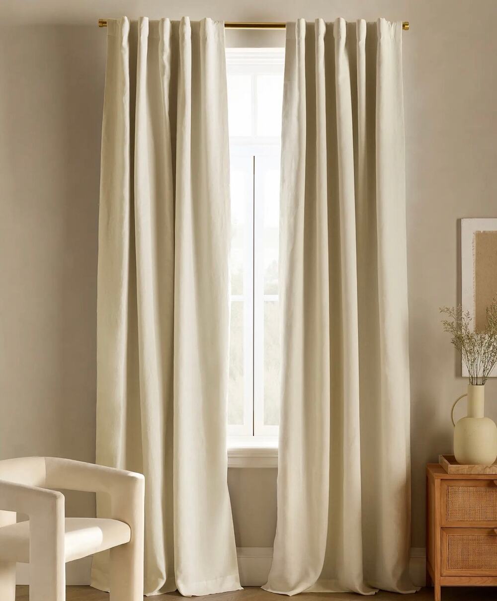 Quince European Linen Room Darkening Curtain Ivory - Single Panel 48x96in NWT